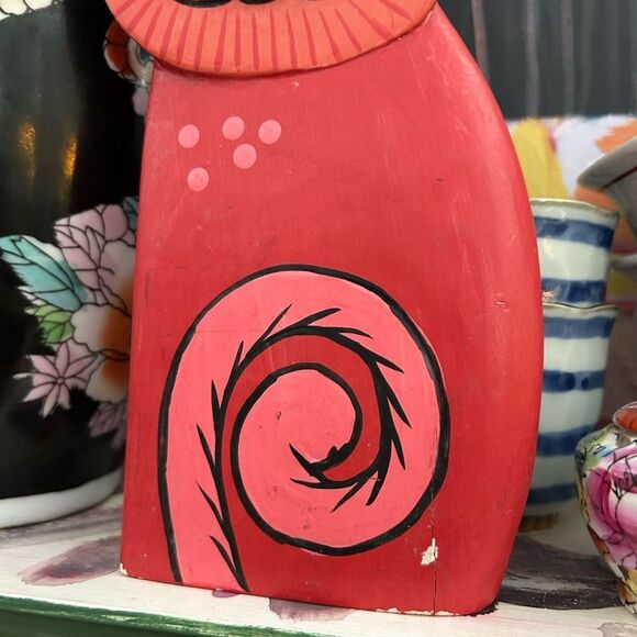 Vintage Red and Green Cat Decor Accent with Mystical Eyes - Picture 12 of 12